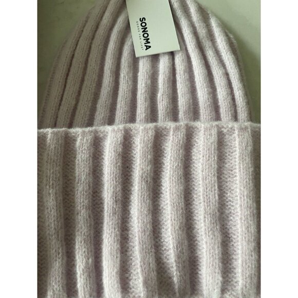 SONOMA GOODS FOR LIFE Ribbed Beanie Hat & Oblong Scarf Set Lilac Purple Cozy NWT - Picture 2 of 5
